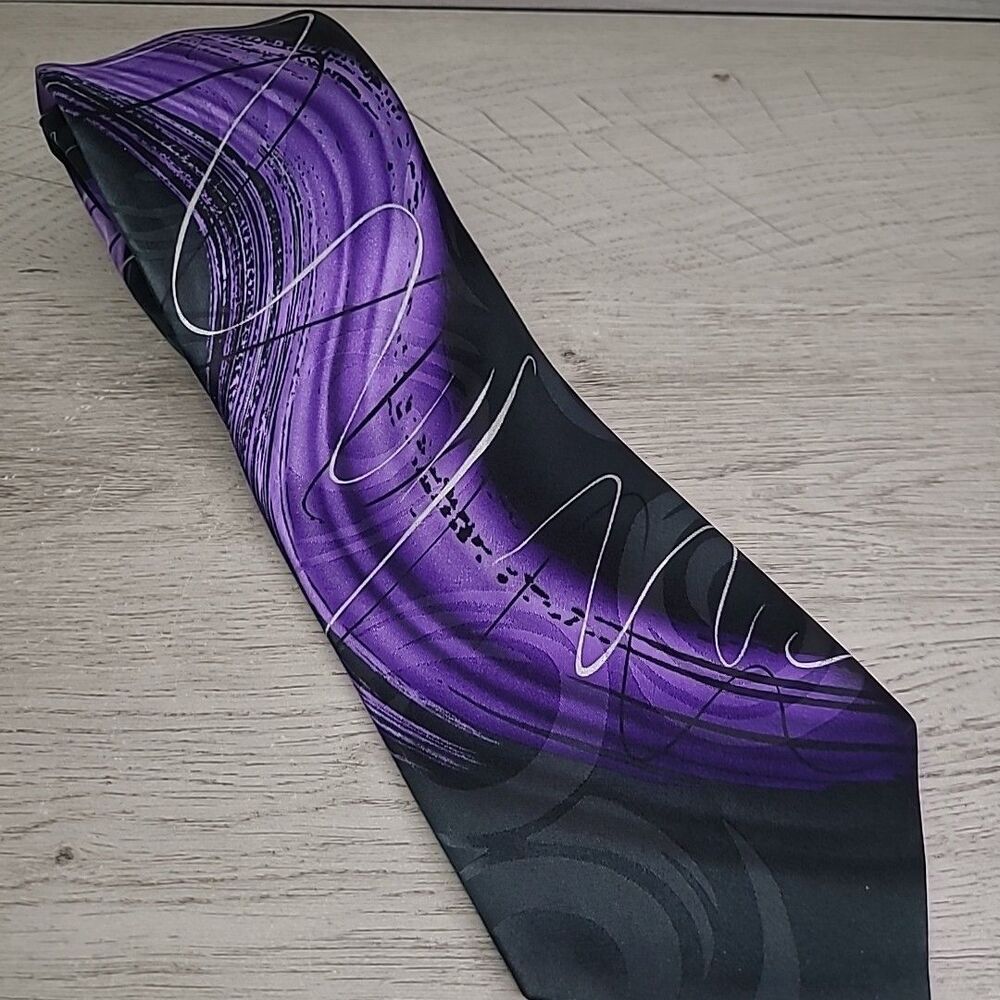 Jerry Garcia Wetlands II Collection Sixty Black Purple Artistic Mens Tie